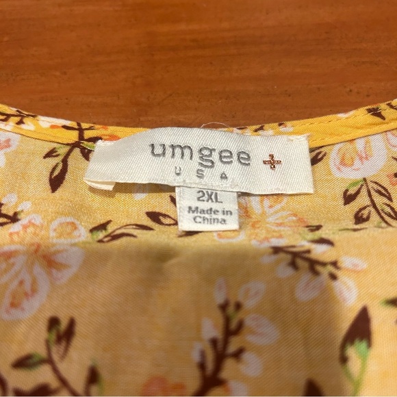 Umgee Women’s Yellow Floral Dress. Size 2XL. Pockets Hi-lo Summer Casual Beachy - Picture 7 of 12